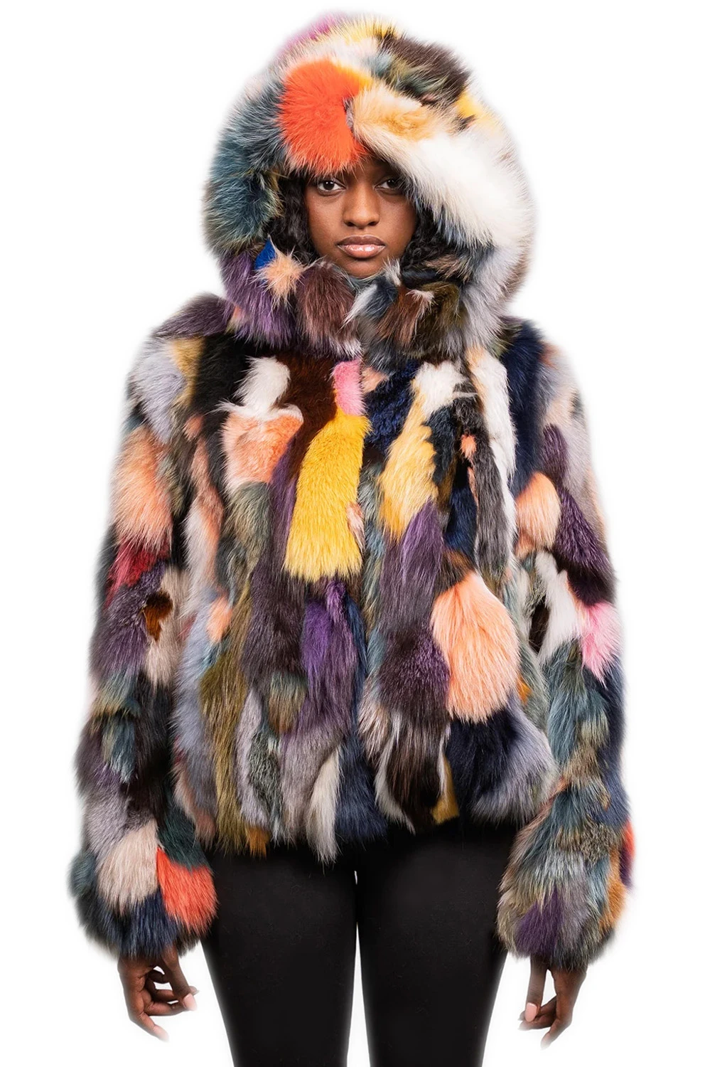 Multicolor  Fox Fur Jacket Iris