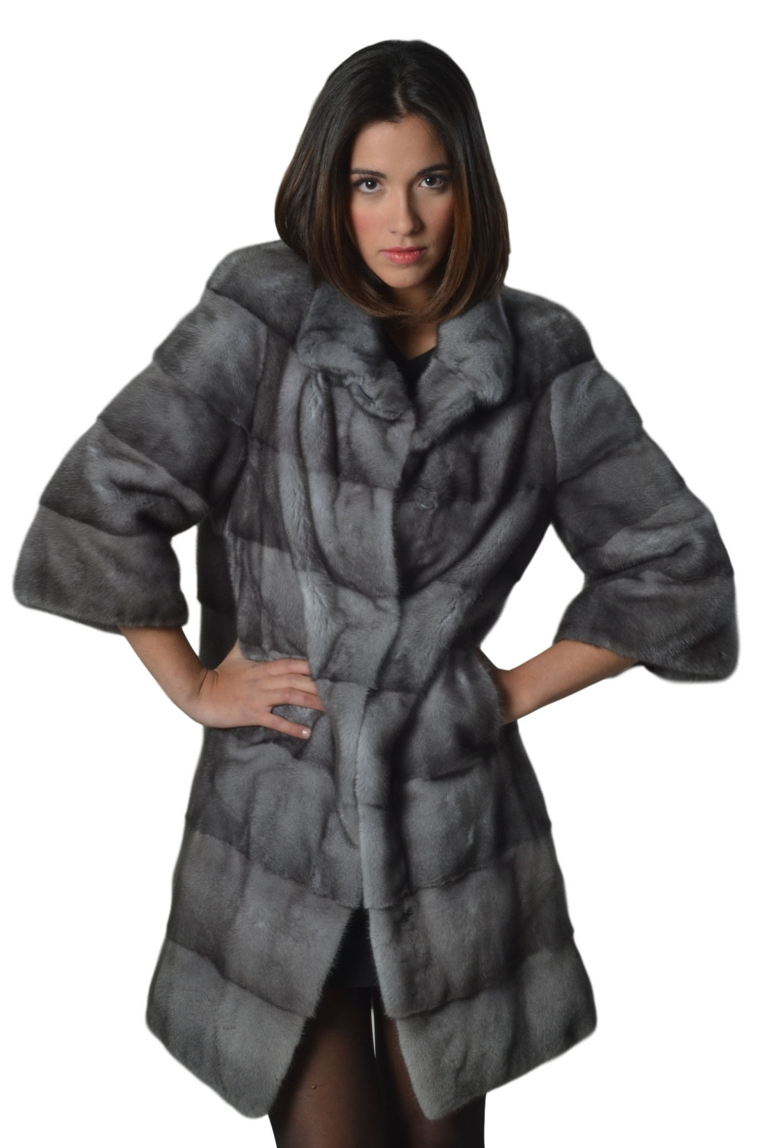 sapphire mink fur coat knee length