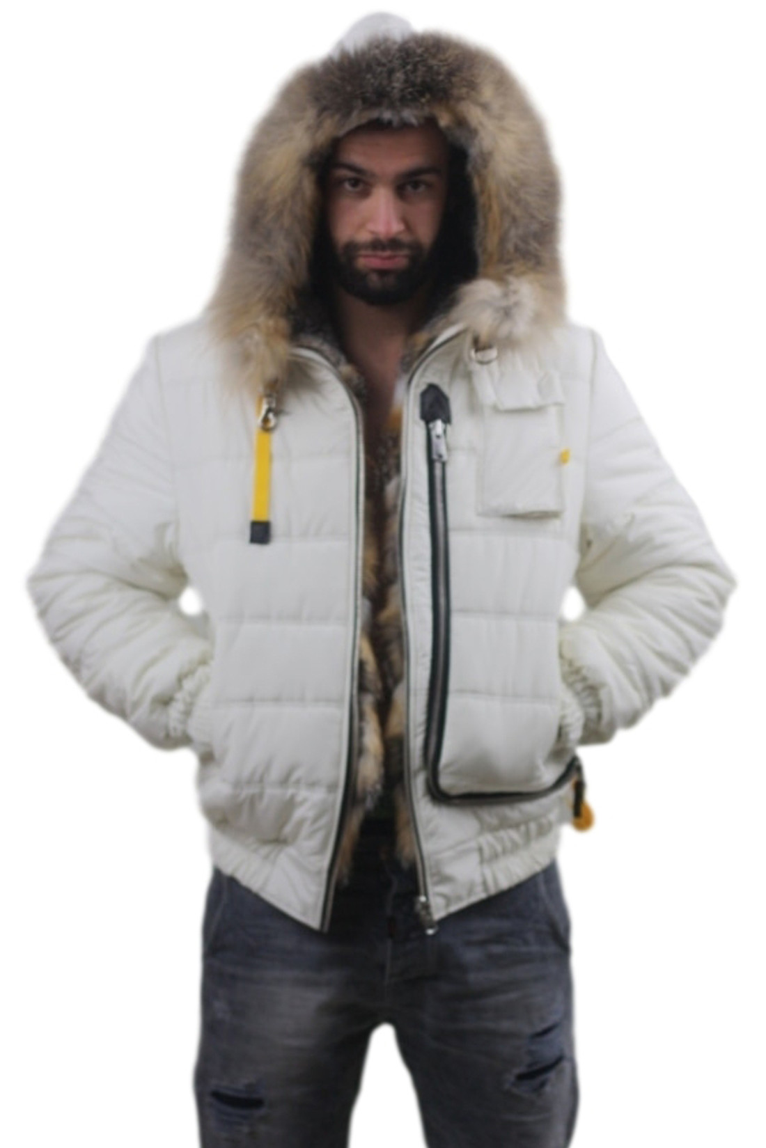 White Fur Lined Hooded Parka