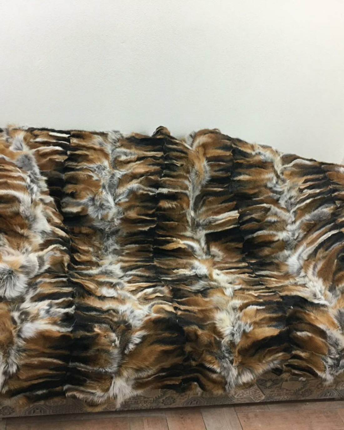 Dark Red Fox Fur Blanket or Throw Sectional Dark Red Fox Fur Blanket or Throw Sectional