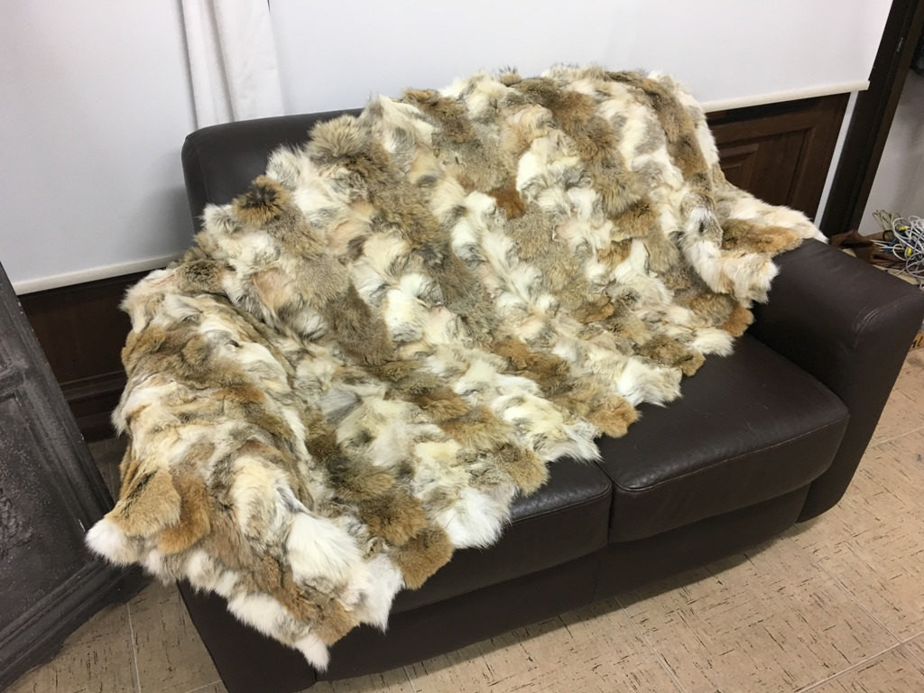 Light Brown Coyote Fur Blanket Throw