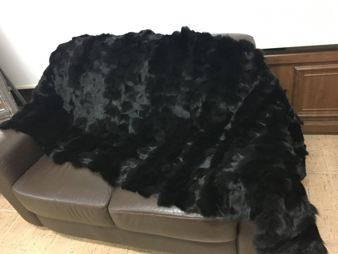 Black Fox Fur Blanket  Sectional