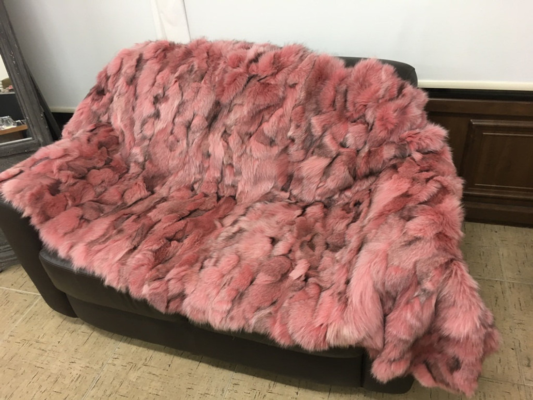 Light Pink Fox Fur Blanket