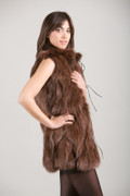 Brown Fox Fur Vest lateral view Brown Fox Fur Vest lateral view