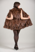 Brown Fox Fur Vest rear view with wide and flary sweep Brown Fox Fur Vest rear view with wide and flary sweep
