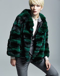 Green  black Chinchilla Fur Jacket