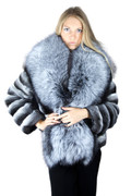 Chinchilla Fur Jacket Silver Fox Collar Chinchilla Fur Jacket Silver Fox Collar