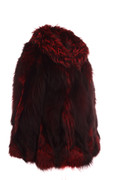 Luscious red  Fox Fur coat waist length profile   view , dyed silver fox fur to red Luscious red  Fox Fur coat waist length profile   view , dyed silver fox fur to red