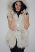 Off White  Fox Fur Vest Hooded