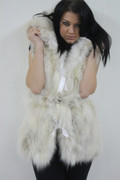 Off White  Fox Fur Vest Hooded