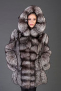 Silver Fox Fur Coat Hooded Rihanna Silver Fox Fur Coat Hooded Rihanna