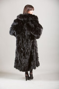 sectional black fox fur coat 4/5 length sectional rear view with shawl collar sectional black fox fur coat 4/5 length sectional rear view with shawl collar