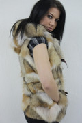 Red Fox  Fur Vest Hooded Belt