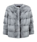 blue iris mink fur coat collarless 4/5 sleeves blue iris mink fur coat collarless 4/5 sleeves