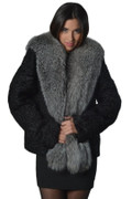 Black Persian Lamb Fur Jacket with Fox Collar Annette Black Persian Lamb Fur Jacket with Fox Collar Annette