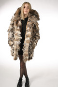 Lynx Fur Coat Hooded Sectional  full body