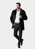 Black Mink Fur Coat Leather Details Black Mink Fur Coat Leather Details