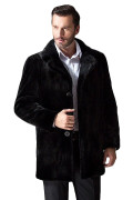 Black Mink Fur Coat Classic mens notched collar Black Mink Fur Coat Classic mens notched collar