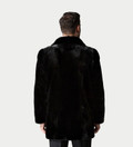 mens black mink fur coat classic notched collar back view mens black mink fur coat classic notched collar back view