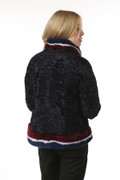 Black Swakara Lamb Fur College Jacket Black Swakara Lamb Fur College Jacket