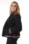 Black Swakara Lamb Fur College Jacket Black Swakara Lamb Fur College Jacket