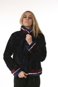 Black Swakara Lamb Fur College Jacket Black Swakara Lamb Fur College Jacket