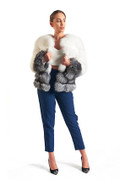 fox fur coat with white upper body and silver cuffs fox fur coat with white upper body and silver cuffs