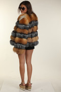 Multicolor Fox Fur Coat Low Cut Multicolor Fox Fur Coat Low Cut