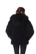 Black Mongolian Lamb Fur Coat Hooded Black Mongolian Lamb Fur Coat Hooded