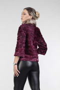 Purple SWAKARA Lamb Jacket & Sable Collar