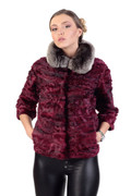 purple Swakara Lamb Jacket & Chinchilla Collar purple Swakara Lamb Jacket & Chinchilla Collar