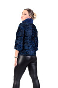 Deep Blue Swakara Lamb Jacket & Mink Collar Deep Blue Swakara Lamb Jacket & Mink Collar