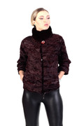 brown lamb fur coat with mink collar