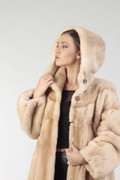 Pastel Hooded Mink Fur Coat Pastel Hooded Mink Fur Coat