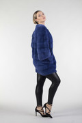 Electric Blue Mink Fur Coat Zipper