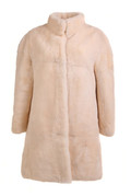 Off White Sheared Beaver Fur Coat