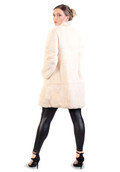 Off White Sheared Beaver Fur Coat