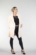 Off White Sheared Beaver Fur Coat