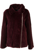 Burgundy Sheared Biker Beaver Fur Coat