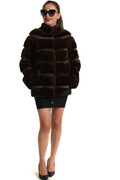 Striped Mahogany Mink  Coat Striped Mahogany Mink  Coat