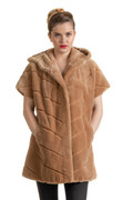 Tan Beaver Hooded Vest Tan Beaver Hooded Vest