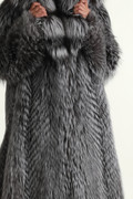 Silver Fox Fur Coat 3/4 Length Hooded Fully Let out Silver Fox Fur Coat 3/4 Length Hooded Fully Let out