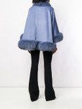 Blue Cashmere Cape with Fox Fur Trim Blue Cashmere Cape with Fox Fur Trim