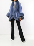 Blue Cashmere Cape With Fox Fur Trim| SKANDINAVIK FUR