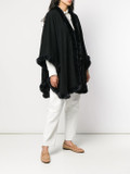 Black Cashmere Cape with Rex Fur Trim Black Cashmere Cape with Rex Fur Trim