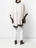 Off White  Cashmere Cape with  Brown Rex Fur Trim Off White  Cashmere Cape with  Brown Rex Fur Trim