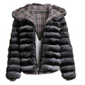 Men's Hooded  Chinchilla Fur Bomber Jacket Reversible Men's Hooded  Chinchilla Fur Bomber Jacket Reversible