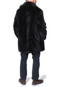 Black Sheared Mink Fur Trench Coat With Notched Collar Black Sheared Mink Fur Trench Coat With Notched Collar