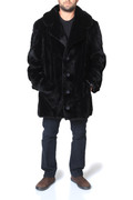 Black Sheared Mink Fur Trench Coat With Notched Collar Black Sheared Mink Fur Trench Coat With Notched Collar