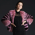 Fuchsia Chinchilla Fur Coat With Lynx Collar & Cuffs Fuchsia Chinchilla Fur Coat With Lynx Collar & Cuffs